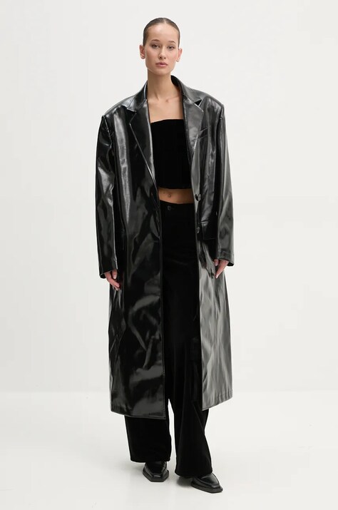 MSGM palton femei, culoarea negru, de tranzitie, 3742MDC07.247800