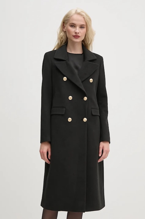 Kaput Gaudi za žene, boja: crna, za zimu, kopčanje u dva reda, 421FD35015