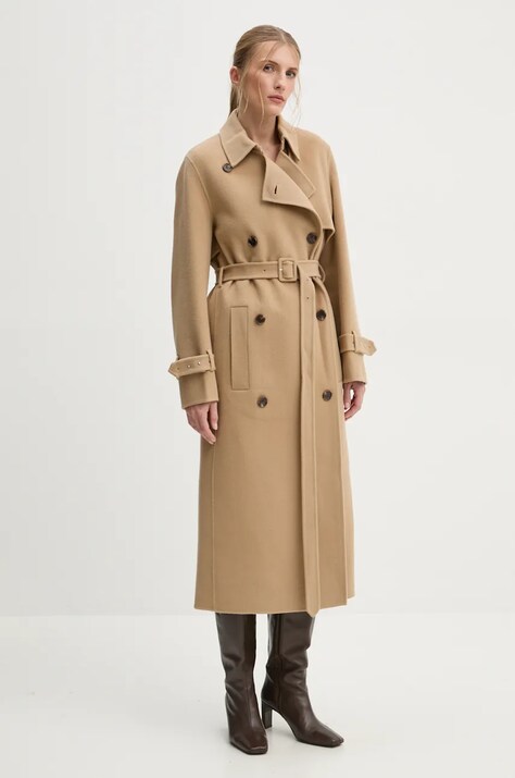 Theory palton de lana culoarea bej, de tranzitie, oversize, O0901418