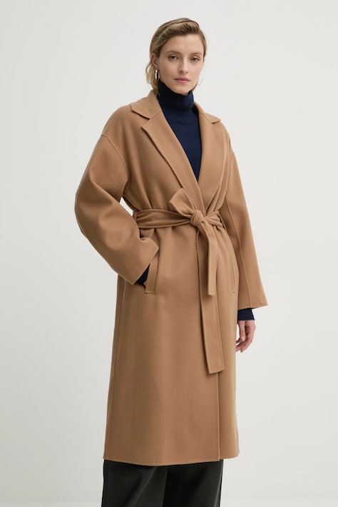 Vlněný kabát A.L.C. Peter hnědá barva, přechodný, oversize, 1JAKT00918
