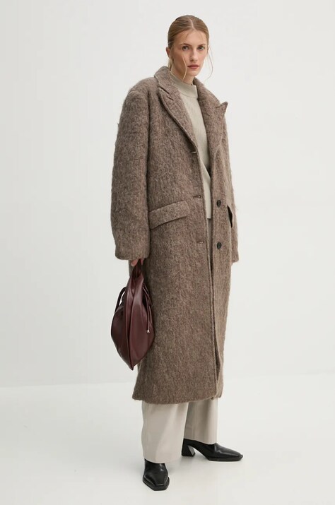 Won Hundred palton din lana culoarea maro, de tranzitie, oversize, 3115-14247