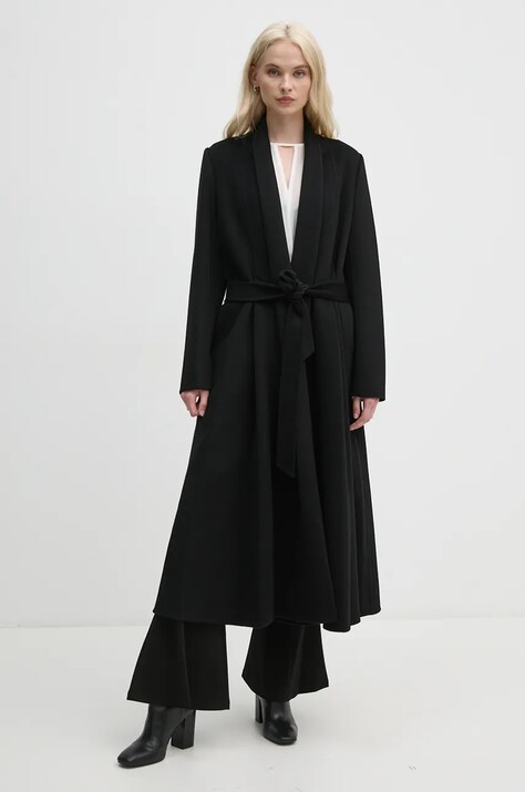Шерстяное пальто DIANE VON FURSTENBERG цвет чёрный переходное DVFCL3S001