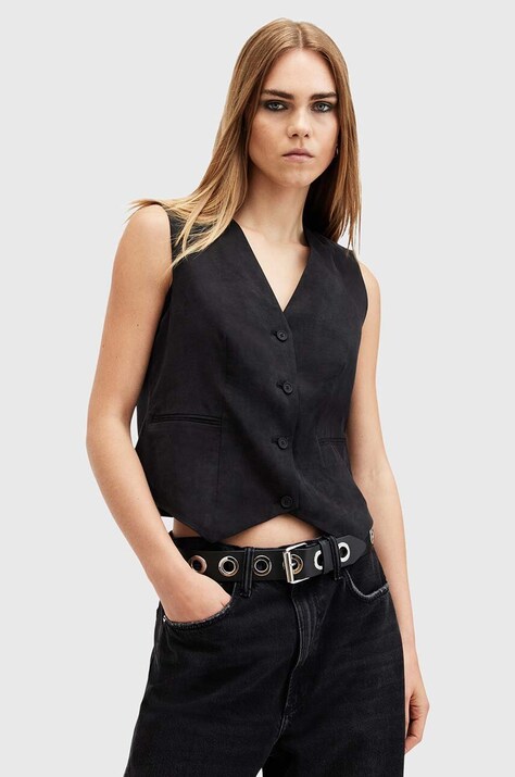 Елек AllSaints AVERIE TEN WAISTCOAT в черно с едно копче W028QC