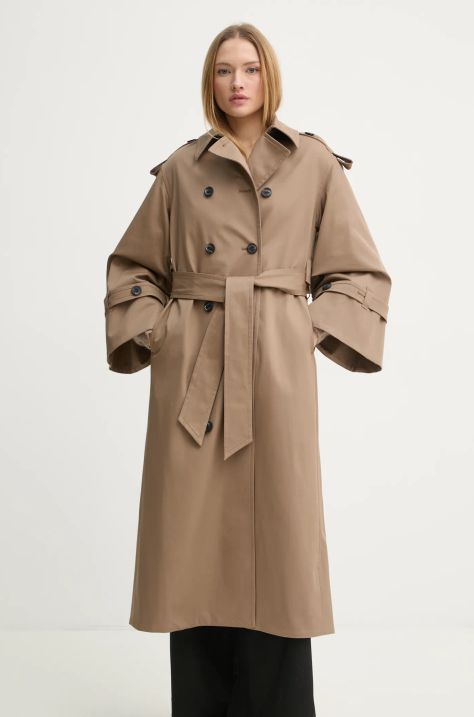 Trench kabát By Malene Birger ALAYA dámský, hnědá barva, přechodný, oversize, 103331