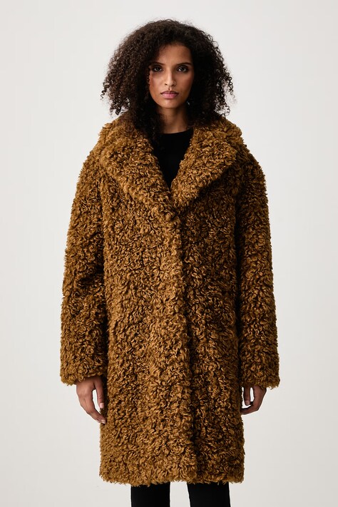 Stand Studio Płaszcz ze sztucznego futra damski Camille Cocoon Coat brązowy 61137-9061