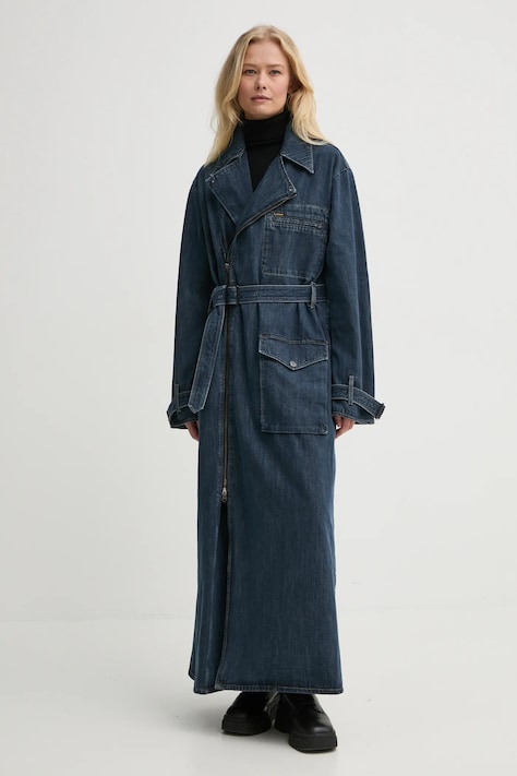 G-Star palton jeans femei, culoarea bleumarin, de tranzitie, D25367-D762