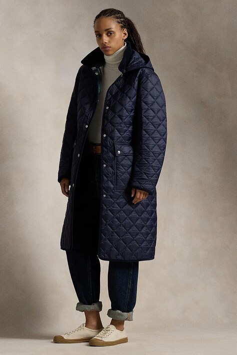 Polo Ralph Lauren palton femei, culoarea albastru marin, de iarna, 211941002
