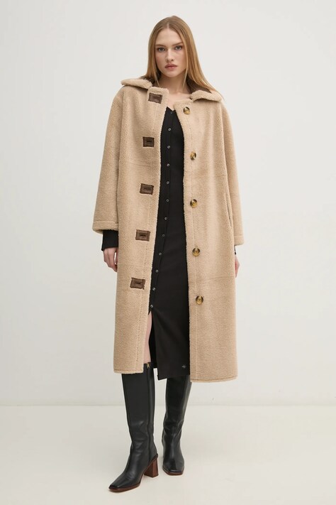 Pedro del Hierro palton cu doua fete femei, culoarea bej, de tranzitie, 7528332