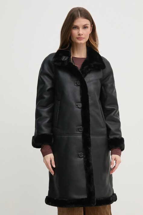 Pedro del Hierro palton femei, culoarea negru, de tranziție, oversize, 7528338