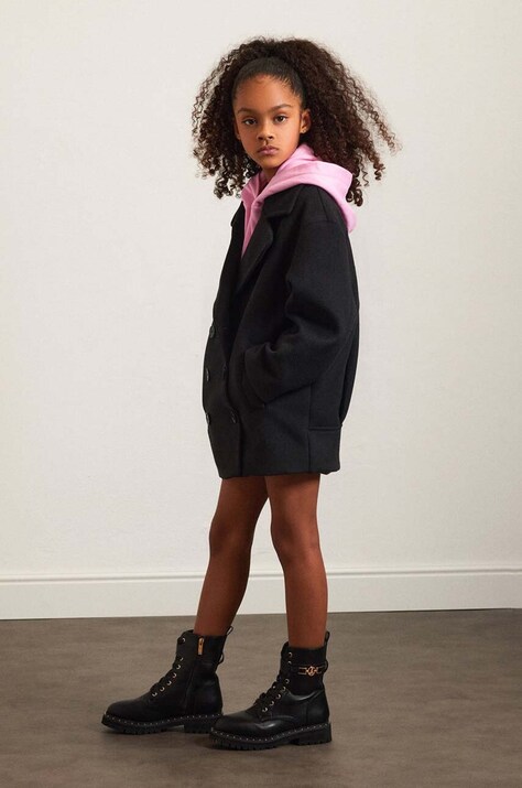 Dječji kaput Patrizia Pepe A138 boja: crna, 7O0029