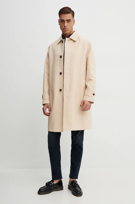 Хлопковое пальто Tommy Hilfiger цвет бежевый переходной MW0MW35672