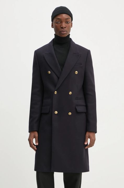 The Kooples cappotto in lana colore blu navy  HMAN29007K