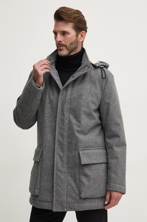 Jakna s primesjo volne BOSS siva barva, 50528649