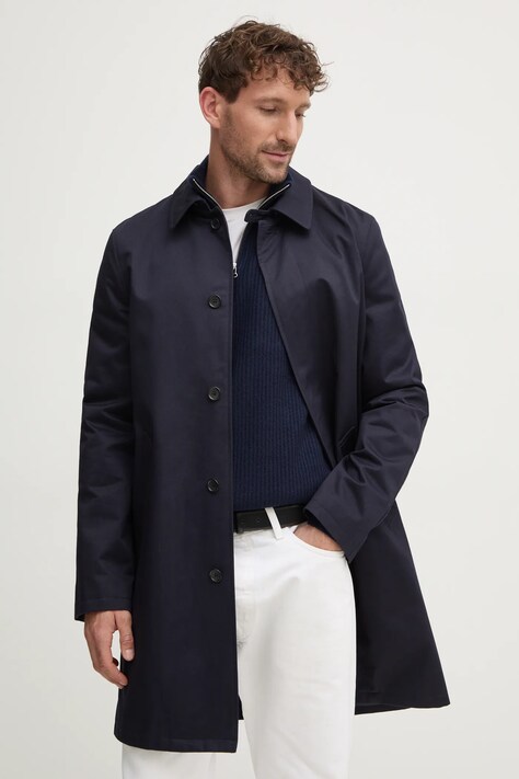 A.P.C. palton de bumbac mac ville culoarea albastru marin, de tranzitie, COZBA.H01103