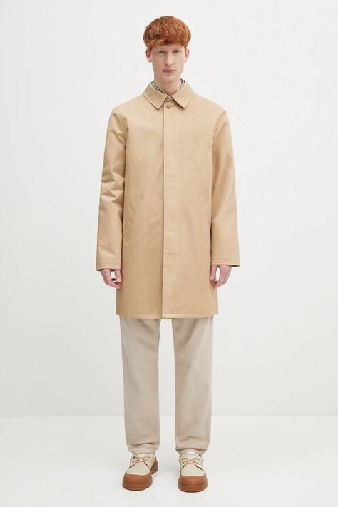Bavlnený kabát A.P.C. mac ville béžová farba, prechodný, COZBA.H01103