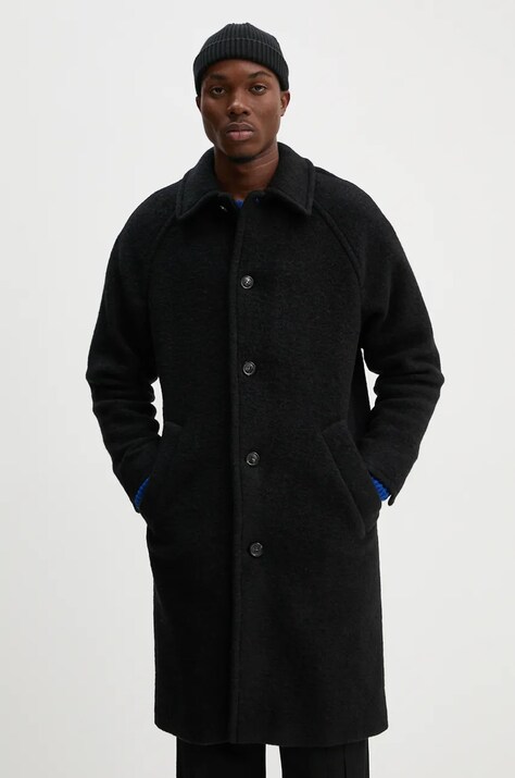 Kabát A.P.C. manteau gaston pánsky, čierna farba, prechodný, WVBCA.H01516
