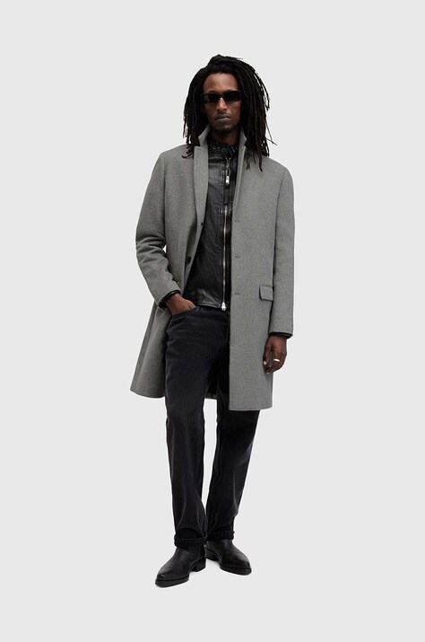 AllSaints palton din lana HAL COAT culoarea gri, de tranzitie, M005OZ
