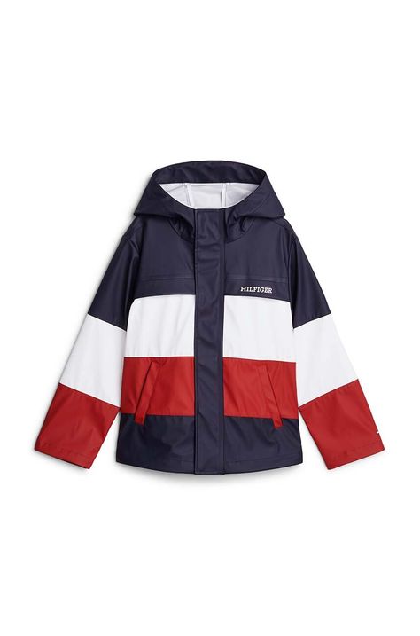 Παιδικό μπουφάν Tommy Hilfiger χρώμα: ναυτικό μπλε, KS0KS00566