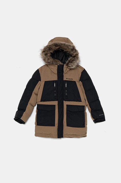 Παιδικό μπουφάν Columbia Marquam Peak Fusion χρώμα: καφέ, 2090201