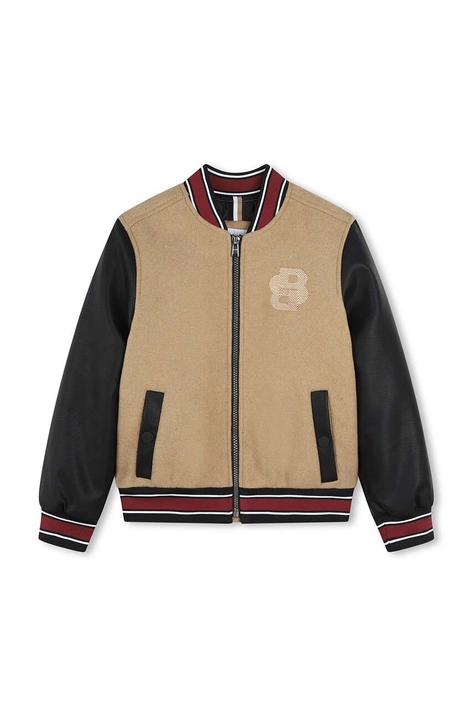 BOSS giacca bomber bambino/a con aggiunta di lana colore marrone J51243