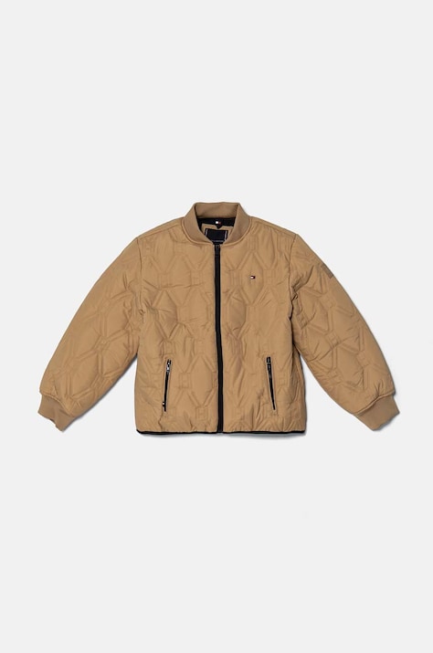 Дитяча куртка Tommy Hilfiger колір бежевий KB0KB09208