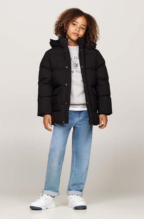 Dječja jakna Tommy Hilfiger boja: crna, KB0KB09401