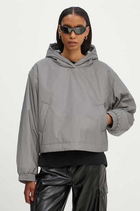 2NDDAY geaca 2ND Rhodes - Reflective femei, culoarea gri, de tranzitie, oversize, 2244111509