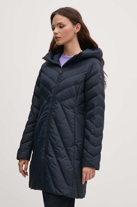 Пухова куртка Tommy Hilfiger жіноча колір синій перехідна WW0WW42622