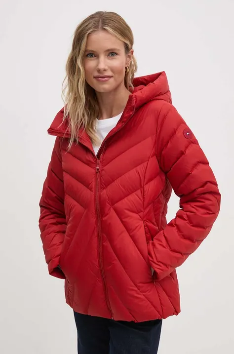 Пухова куртка Tommy Hilfiger жіноча колір червоний перехідна WW0WW42623