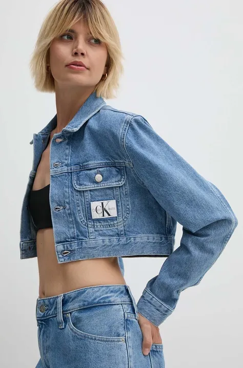 Calvin Klein Jeans kurtka jeansowa damska kolor niebieski przejściowa J20J220658