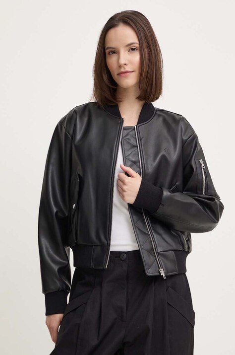 Calvin Klein Jeans kurtka bomber damski kolor czarny przejściowa oversize J20J223546