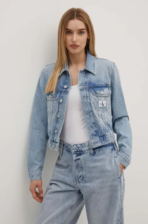 Rifľová bunda Calvin Klein Jeans dámska, prechodná, J20J223669