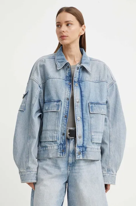 Rifľová bunda G-Star Raw dámska, prechodná, oversize, D24942-D436