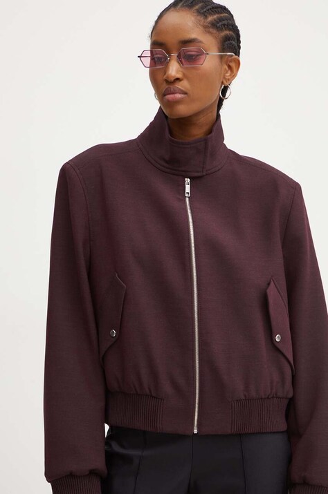 BOSS geaca femei, culoarea bordo, de tranzitie, 50518457