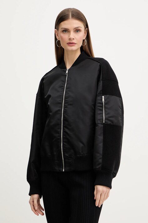 BOSS kurtka bomber z domieszką wełny kolor czarny przejściowa 50518933