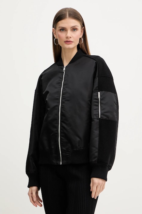 BOSS jachetă bomber din amestec de lână culoarea bleumarin, de tranziție, 50518933