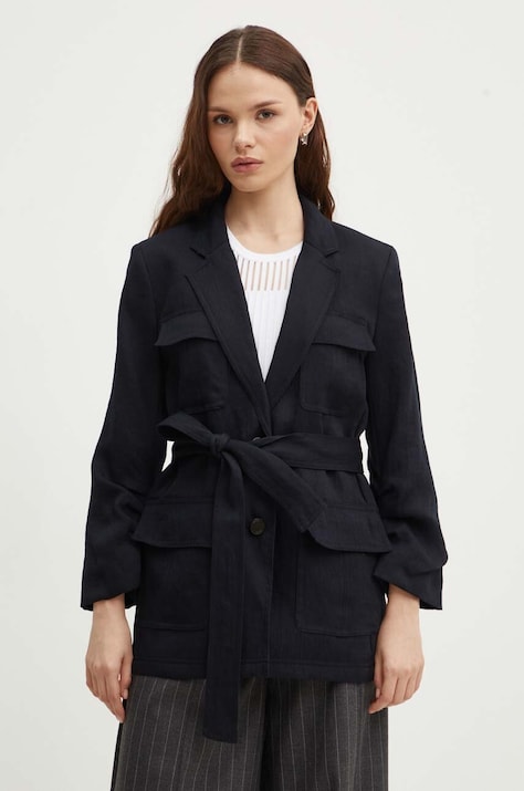 Dkny sacou femei, culoarea negru, un singur rand de nasturi, neted, P4DCTX65