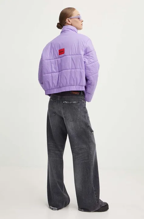 HUGO kurtka damska kolor fioletowy zimowa 50522503