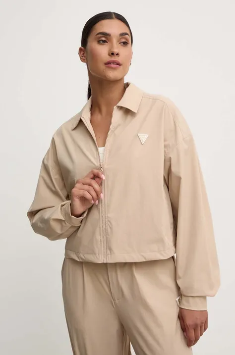 Куртка Guess AURLIE жіноча колір бежевий перехідна oversize V4YH02 WG982