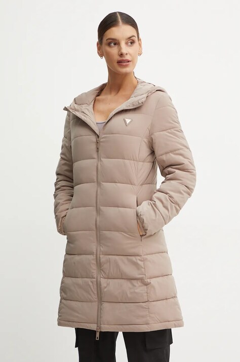 Guess geaca NEW ALETA femei, culoarea maro, de iarna, V4YL05 WF3X0