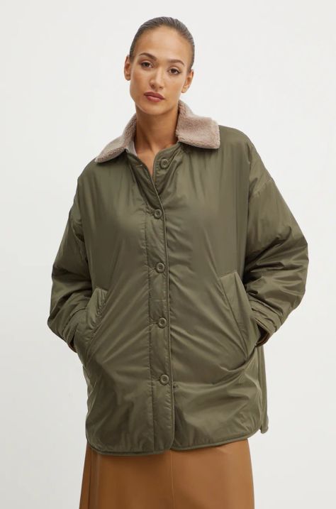 Weekend Max Mara kurtka dwustronna damska kolor zielony przejściowa oversize 2425486011600