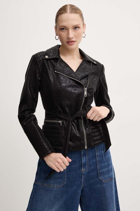 Guess geaca AGNES femei, culoarea negru, de tranzitie, W4YL10 WGAF0