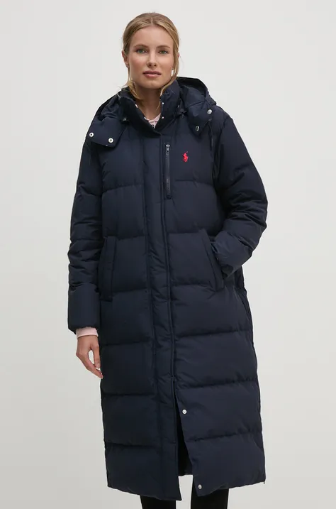 Пухова куртка Polo Ralph Lauren жіноча колір синій зимова 211941005