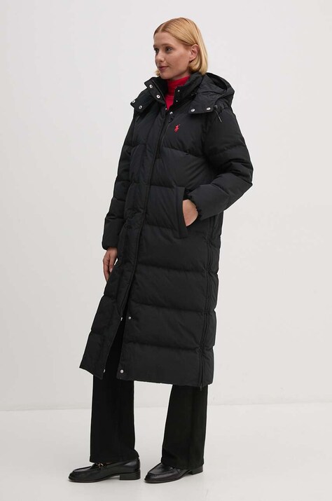 Polo Ralph Lauren geaca de puf femei, culoarea negru, de iarna, 211941005