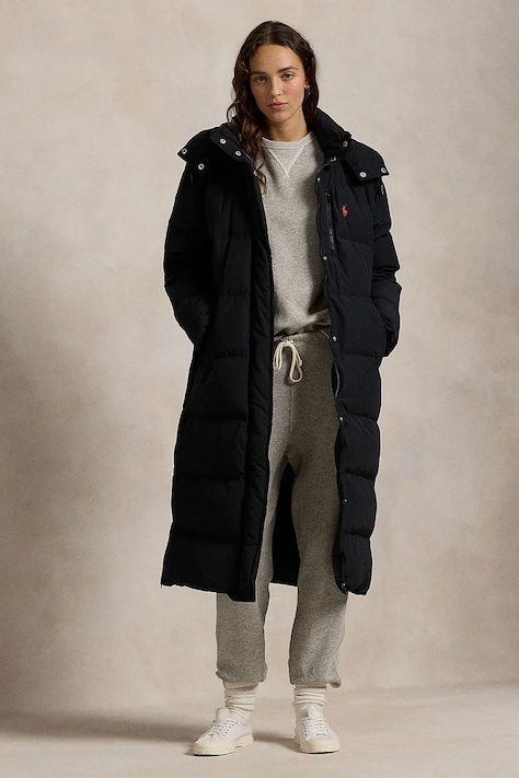 Péřová bunda Polo Ralph Lauren dámská, černá barva, zimní, 211941005