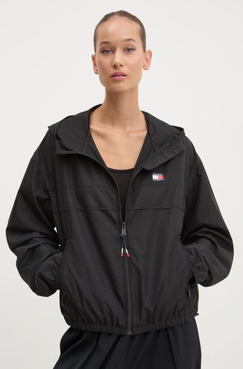 Tommy Jeans windbreaker culoarea negru, de tranzitie, DW0DW19302