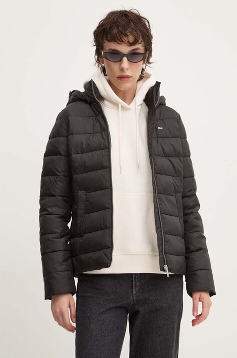 Tommy Jeans geaca femei, culoarea negru, de iarna, DW0DW18311