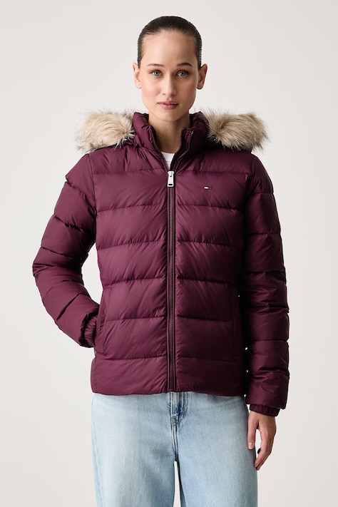 Tommy Jeans Пухено яке дамско бордо DW0DW18312