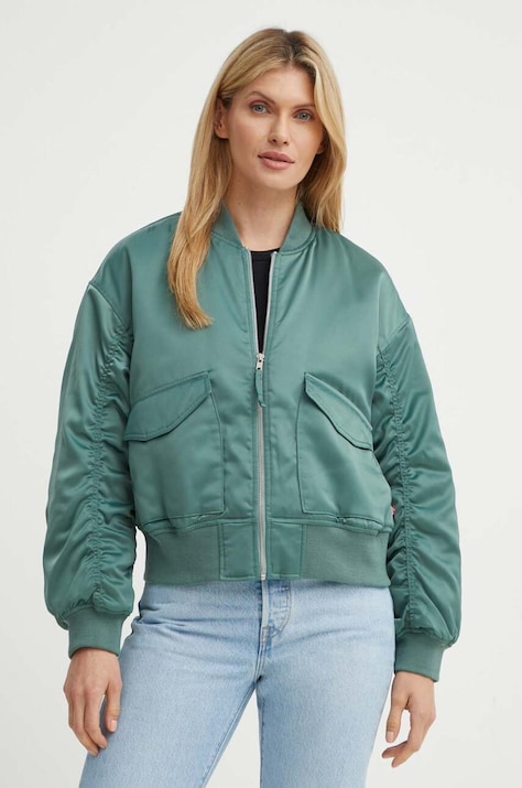 Levi's geaca bomber femei, culoarea verde, de tranzitie, A7262
