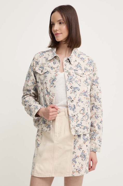 Джинсова куртка Pepe Jeans REGULAR JACKET PAISLEY жіноча колір бежевий перехідна PL402409